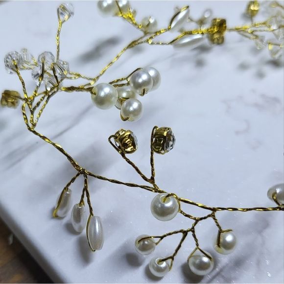 Handmade hair vine wedding accessory silver or gold wire - Picture 6 of 10